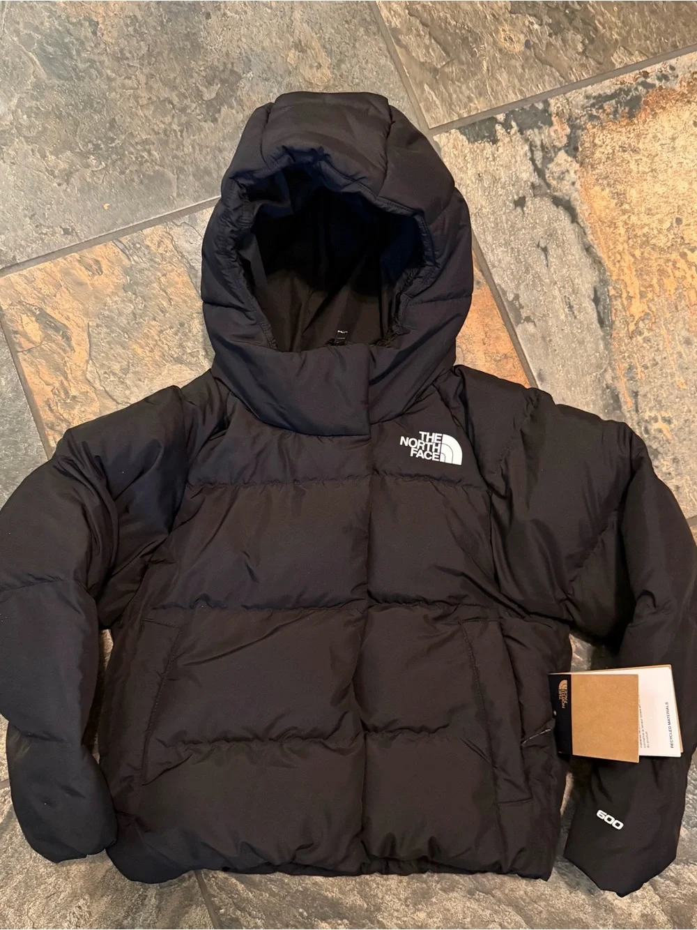 The North Face Kids Black Hooded Puffer Coat